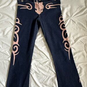 Vintage Electric Barbarella jeans pink, tribal leather